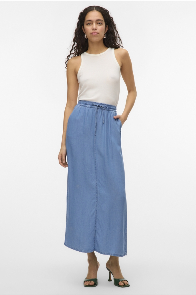 VMFLEUR MR LONG SLIT TENCELSKIRT GA 10326078 MEDIUM BLUE DENIM